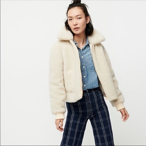 Jcrew plush fleece bomber jacket AB877 NWT - Picture 1 of 7
